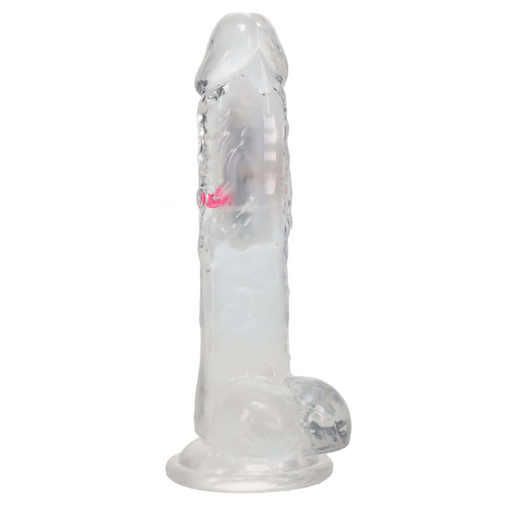 REALROCK 8'' with Balls Wireless Rechargeable LED Vibrating Dong - Clear with LED 22.5 cm USB Rechargeable Vibrating Dong with Remote
